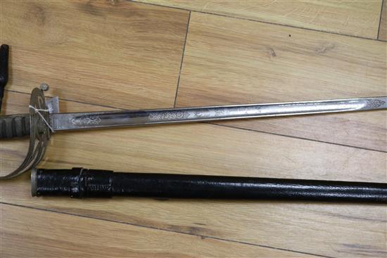 Two officers dress swords and scabbards